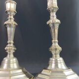 Pair of 18th century Regency candlesticks in silvered bronze