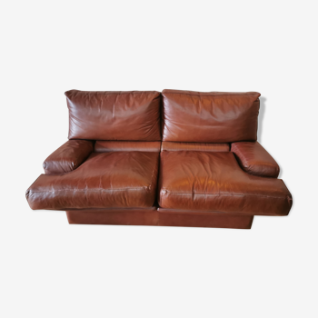 Canapé en cuir marron design italien