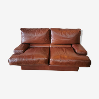 Brown leather sofa