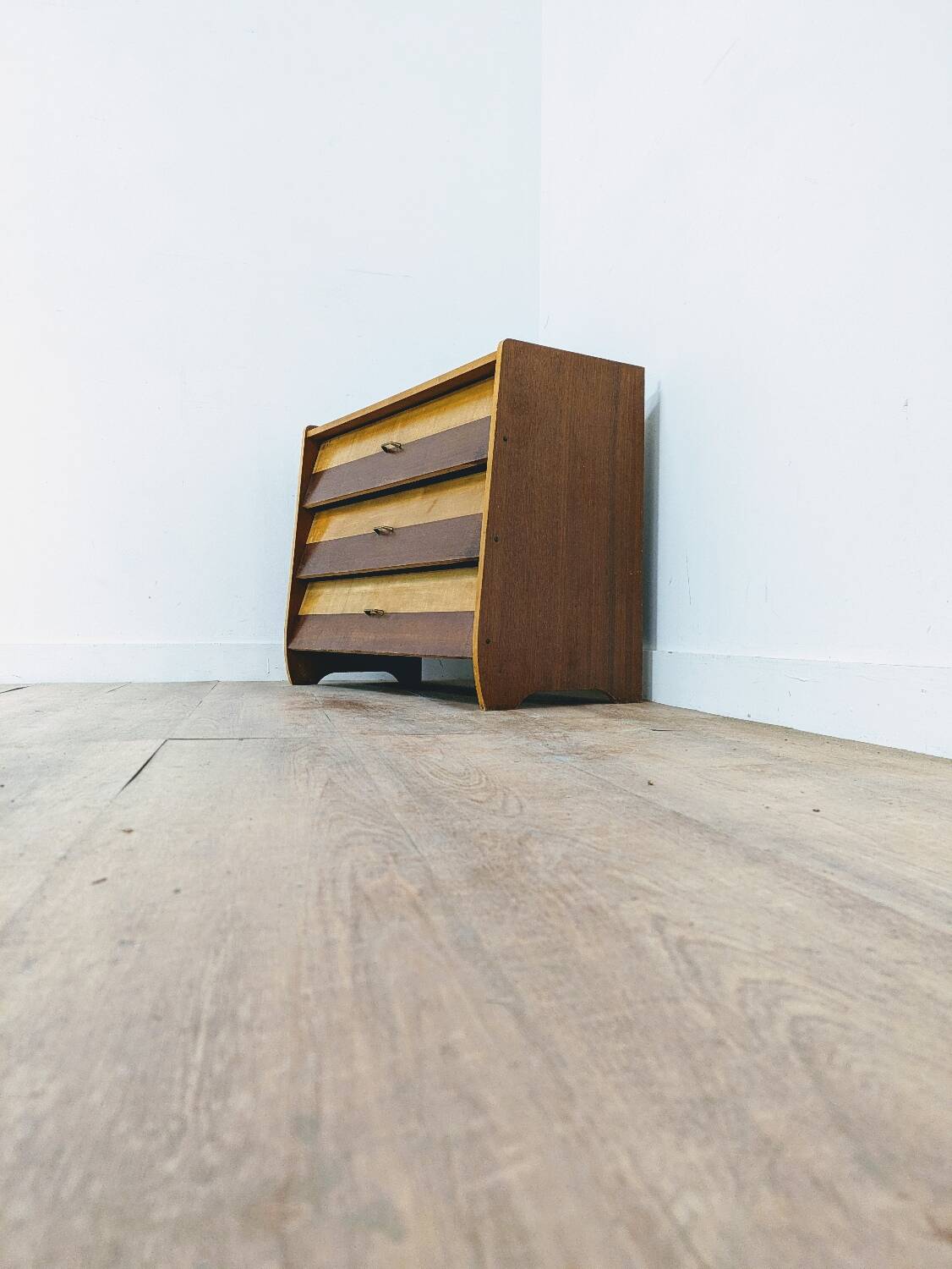 Vintage Scandinavian wooden shoe cabinet