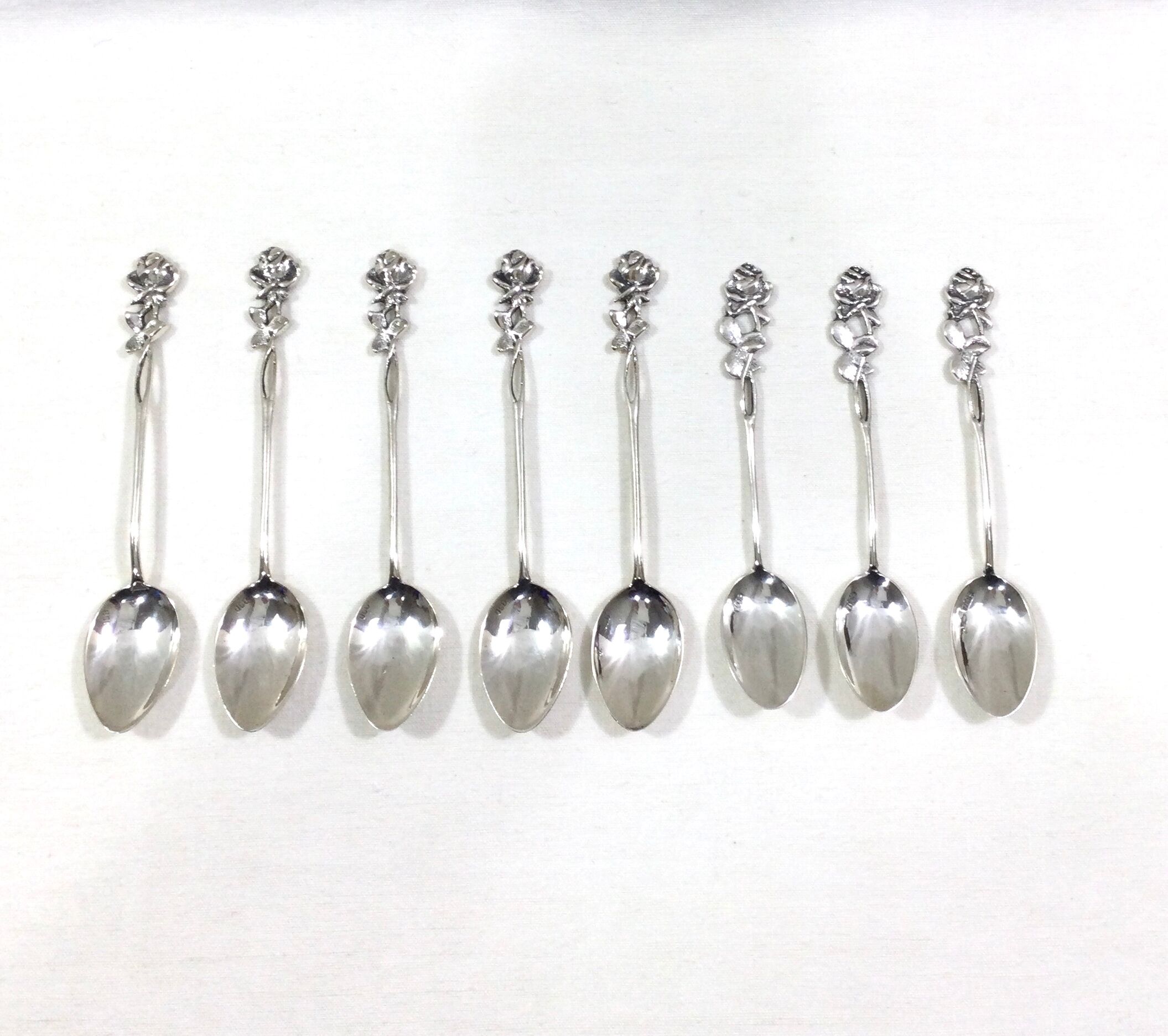 Set of 8 art nouveau silver spoons