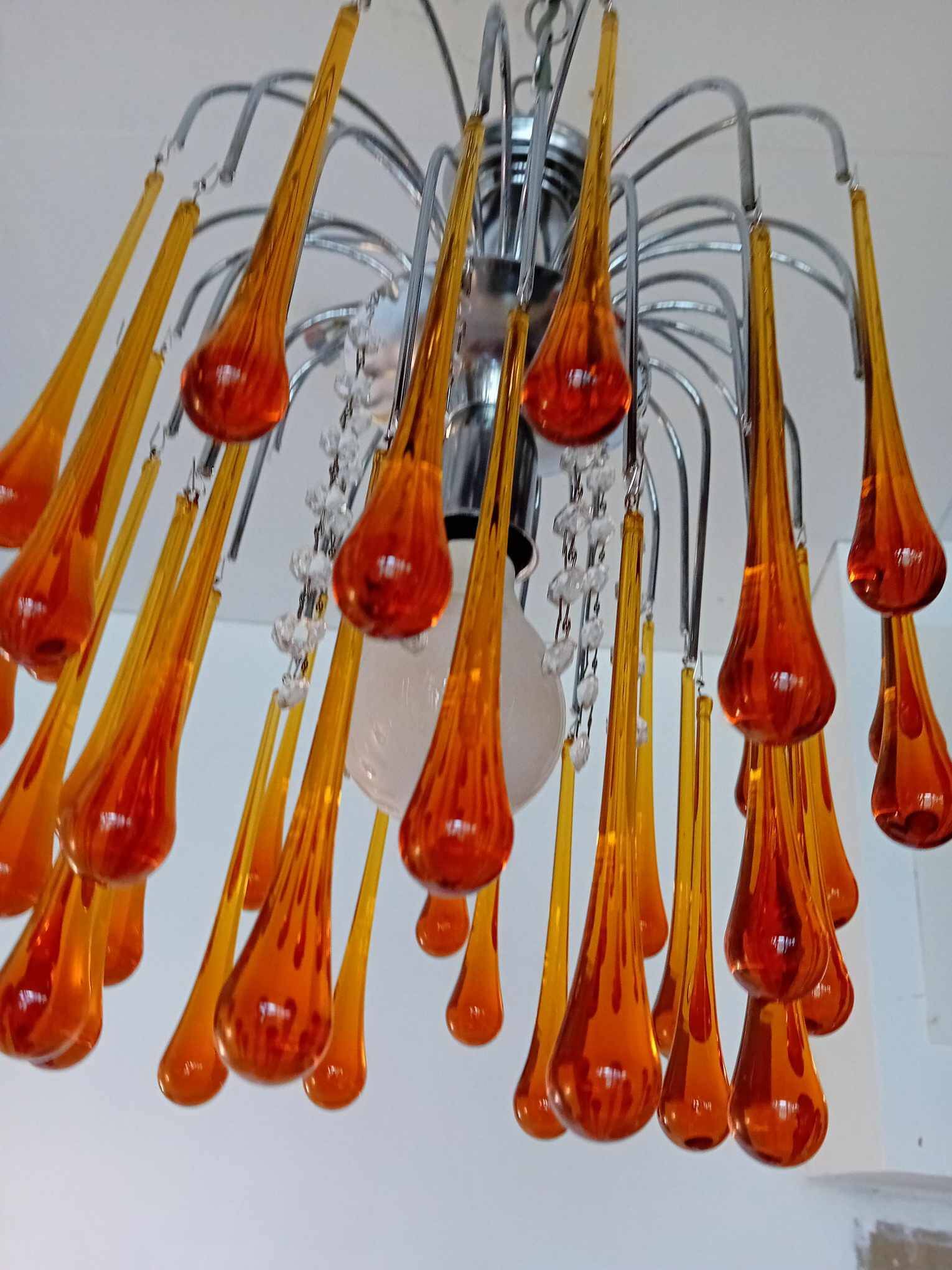 Paolo venini chandelier, murano 70 with large drops