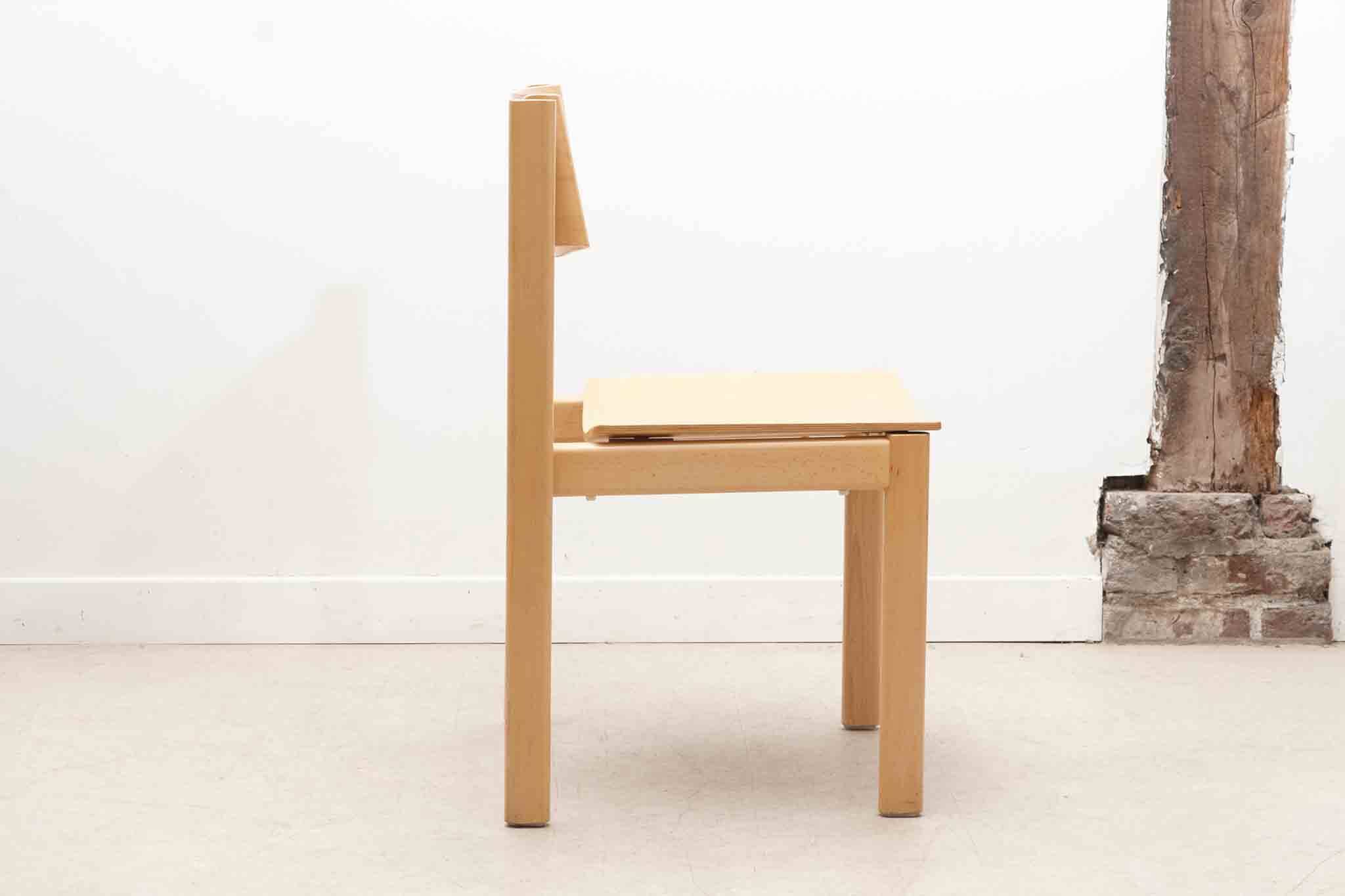 70s bentwood stacking chair in beech stain