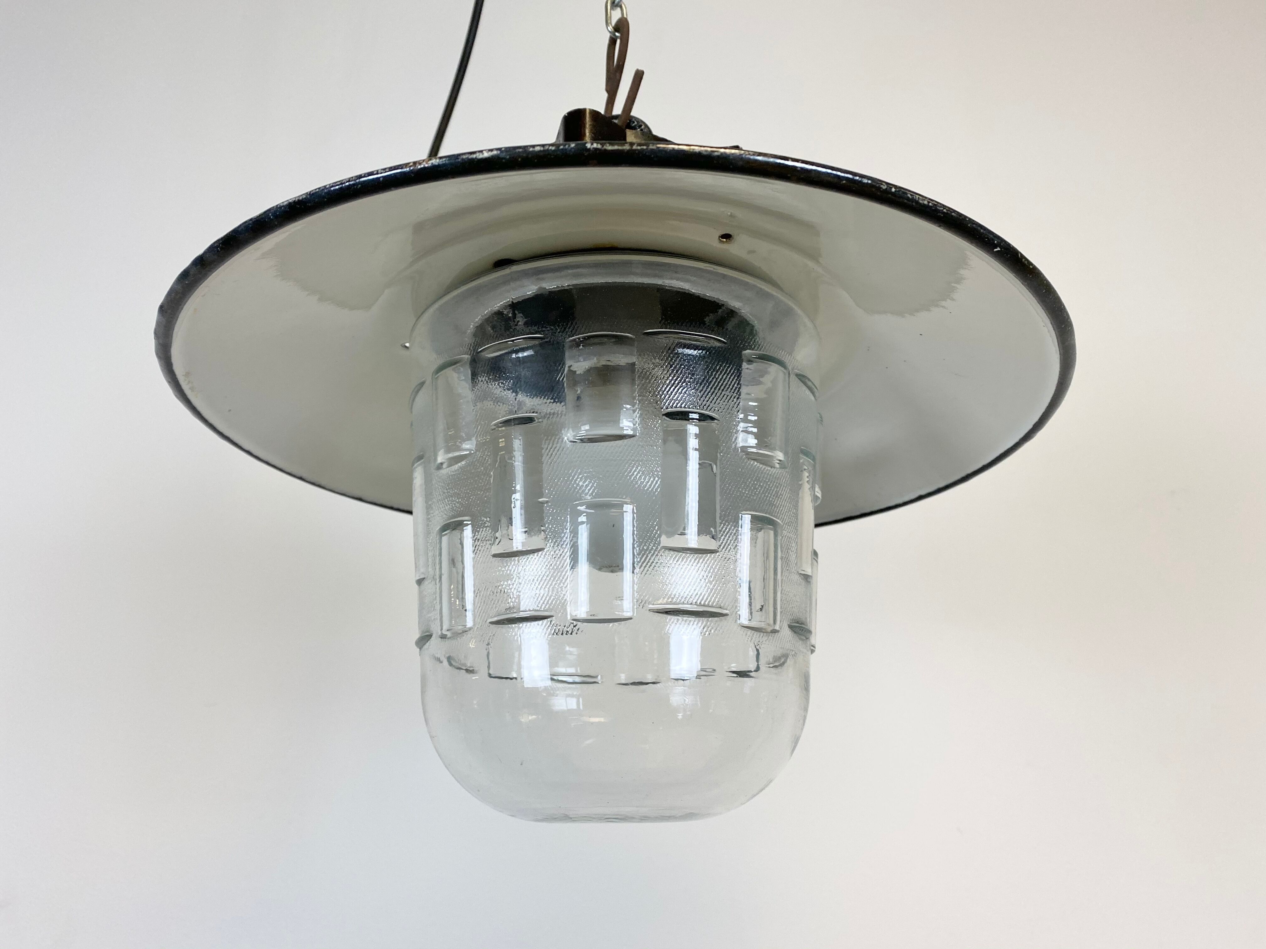 Vintage industrial factory hanging light, 1970s