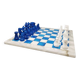 1970s gorgeous sky blue and white chess set in Volterra alabaster handmade. Made in Italy