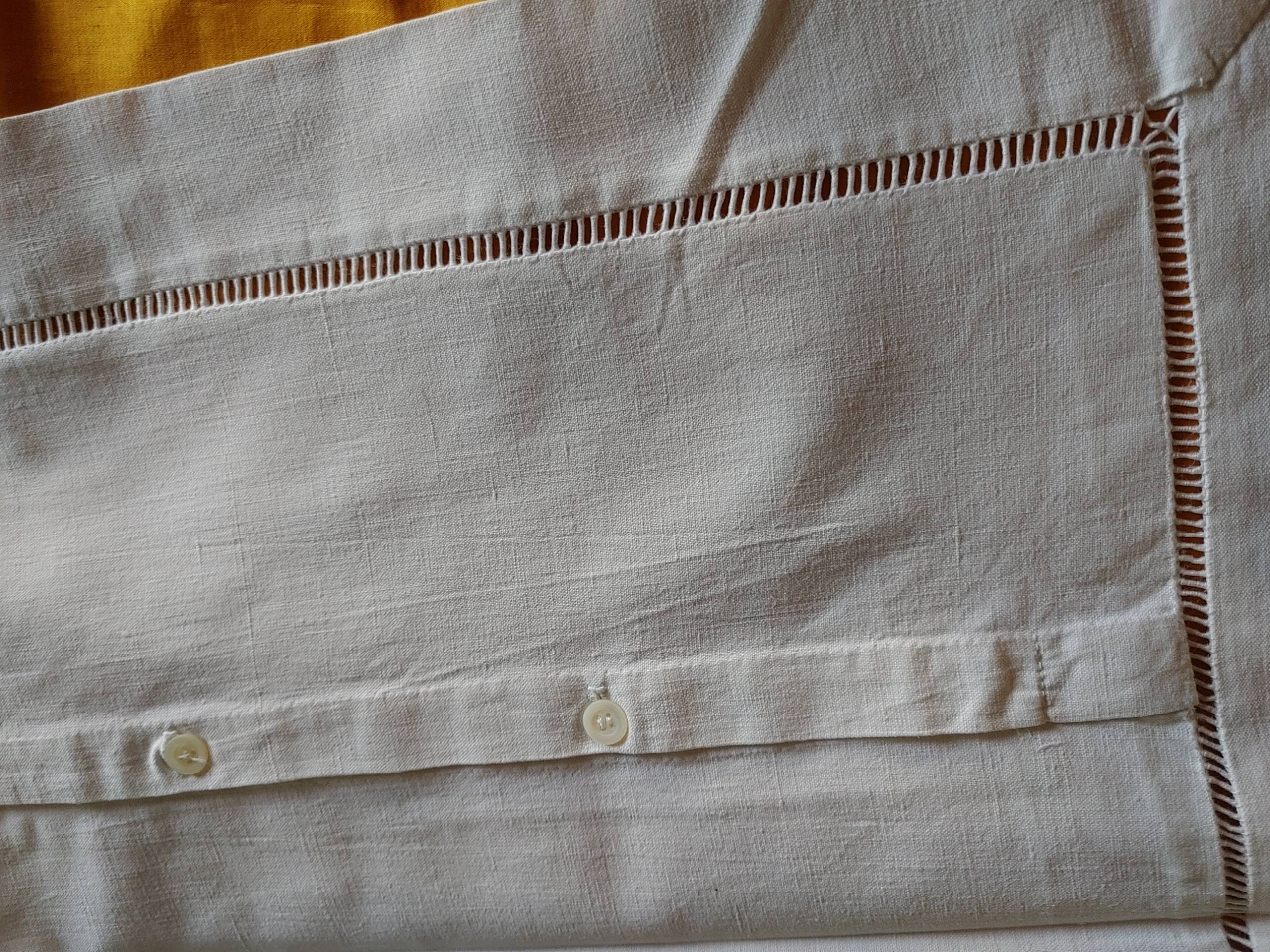 Pair of old linen & cotton pillowcases - ac monogram
