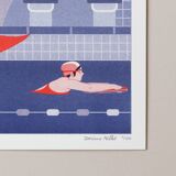 The Swimmer, A4 Risograph, Signed Art Print