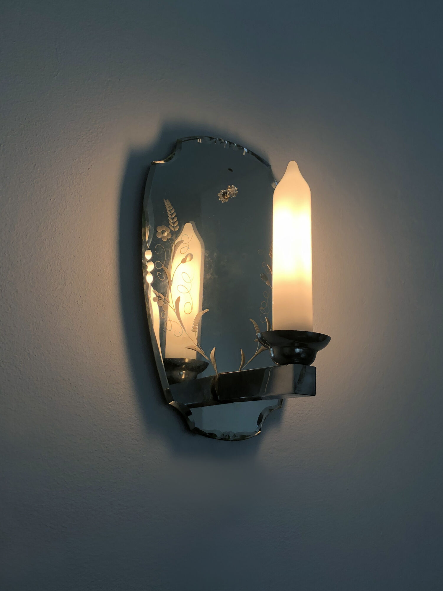 Pair of antique Venetian mirrored wall sconces