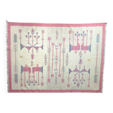 Vintage kilim rug, wool and cotton, folk art style, Poland, 1970s