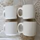 Set of 4 vintage barbotine cups / mugs with polychrome sunflower pattern