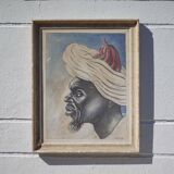 Painting signed Gaspard de Mouko, painting on canvas orientalist portrait 30's