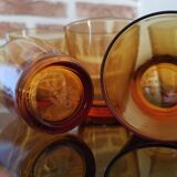 Set of 5 amber brown glasses Vereco 1970s