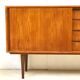 Danish teak sideboard with two sliding doors and 4 central drawers