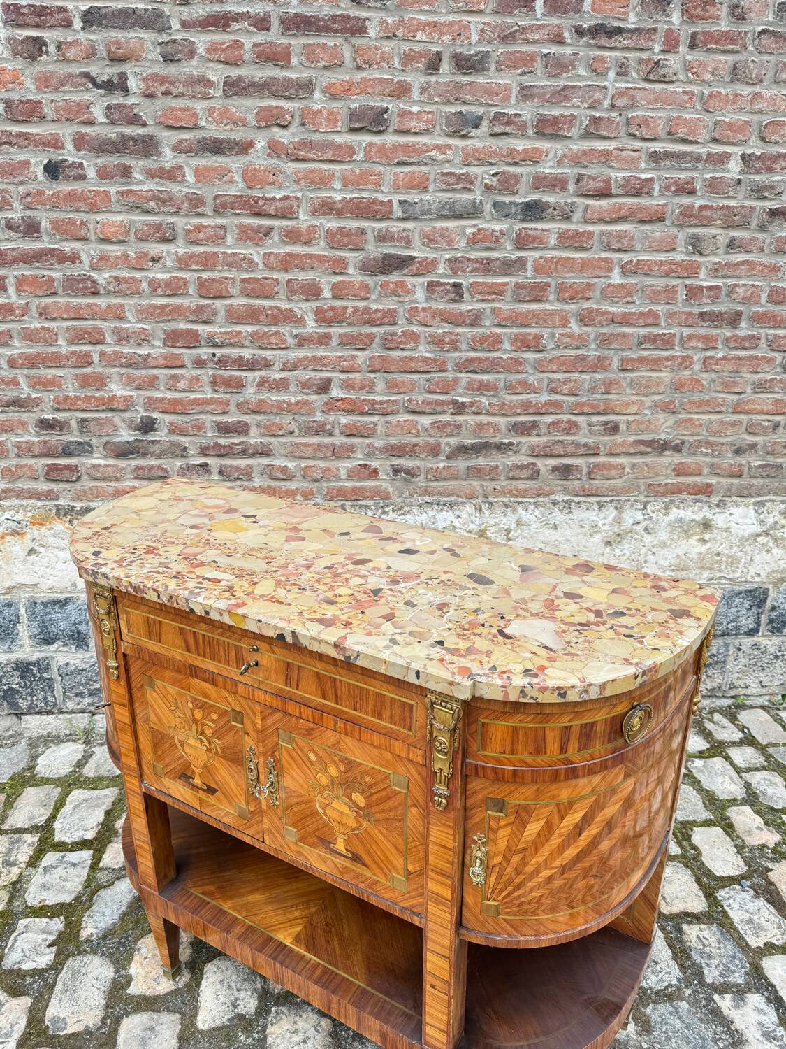Console, Serving In Marquetry Louis XVI Style XIX Eme Century