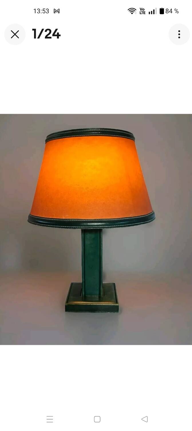 Lampe Art Déco Attribuée à Paul Dupré Lafon / Cuir Se killier et Parch