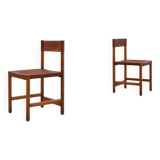 Pair of wood and leather Spanish chairs by Jordi Vilanova, ca. 1960