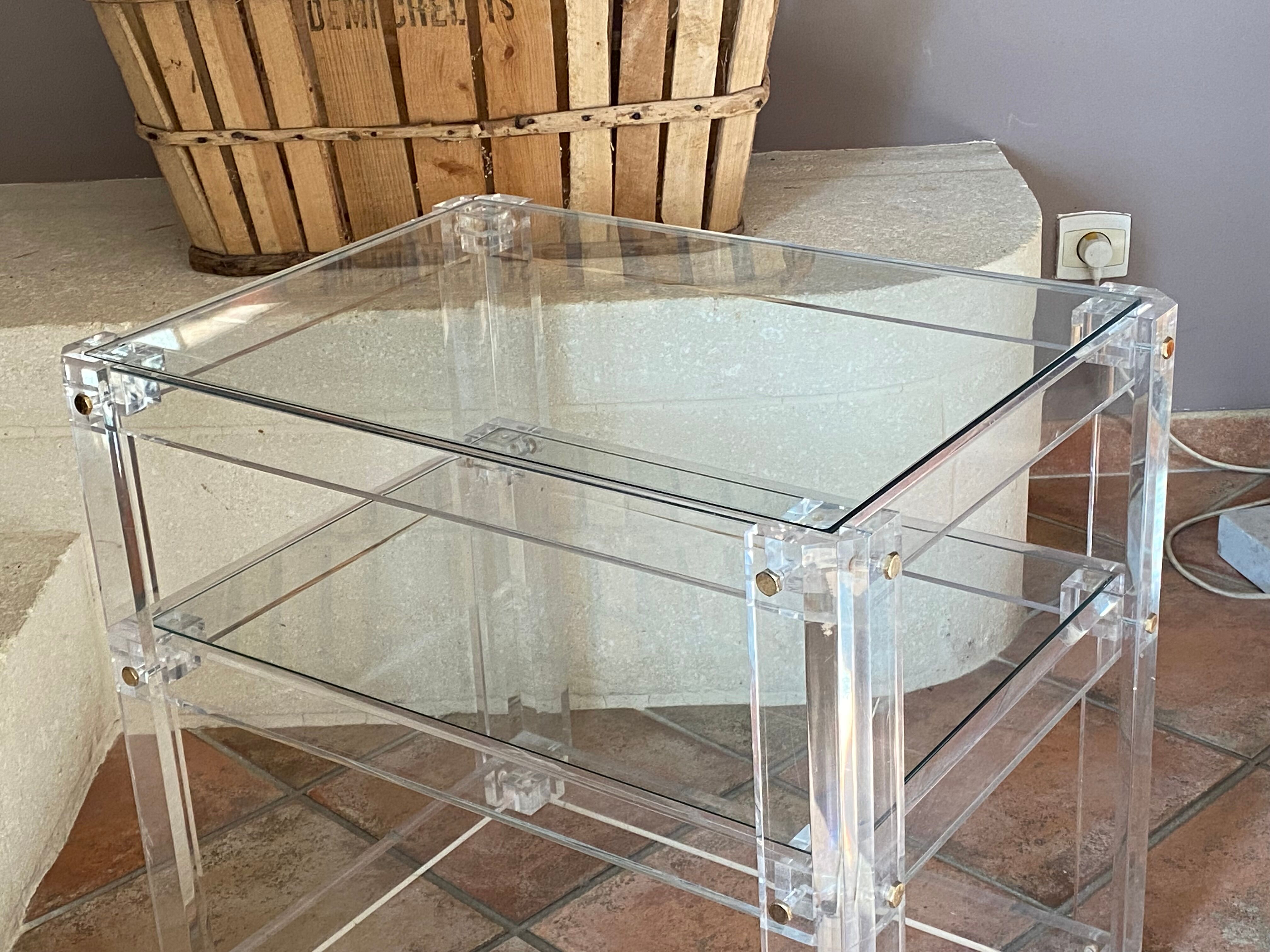 Coffee table Roche Bobois, 1970, plexiglass and glass