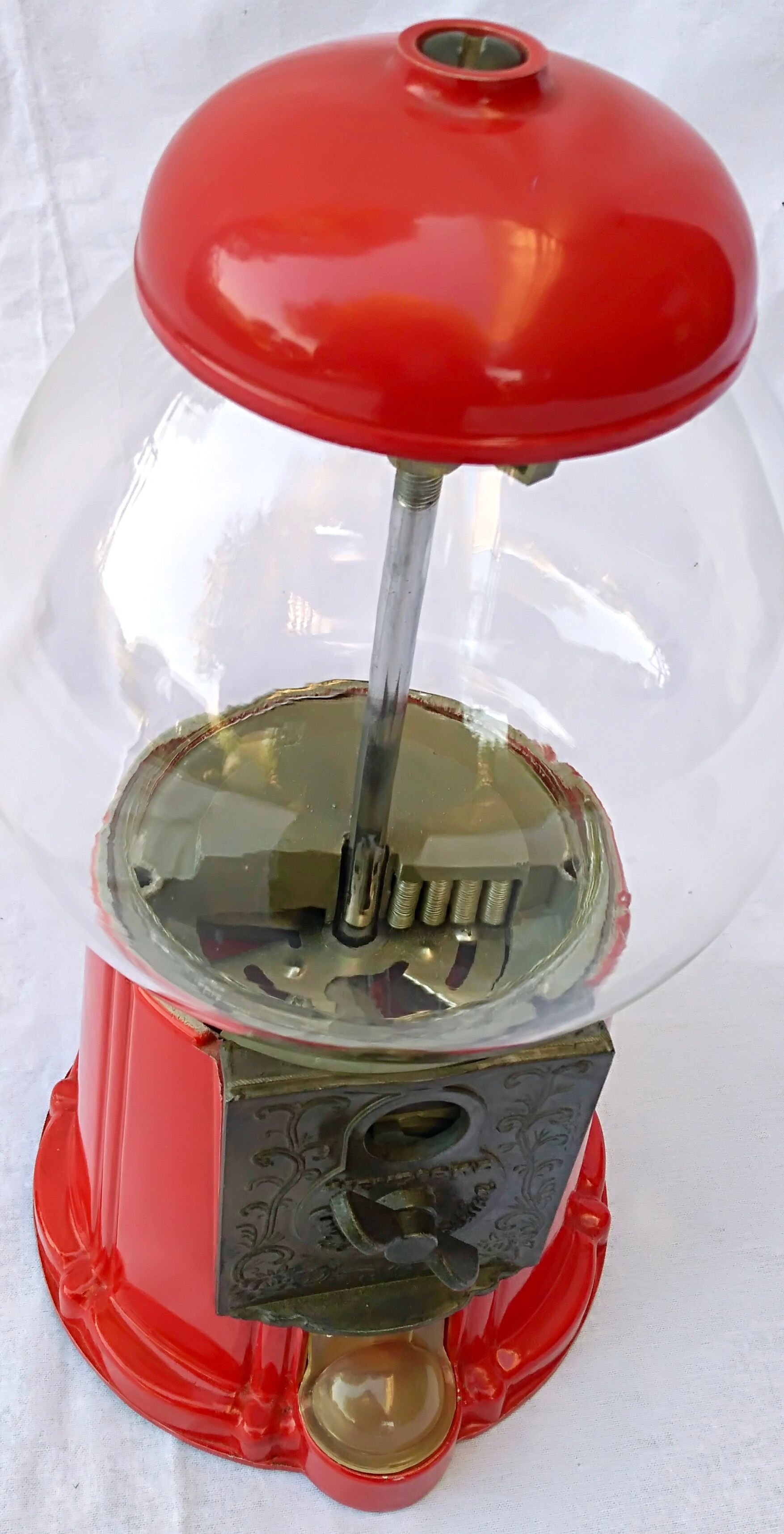 Candy, chewing gum, peanut glass and metal dispenser