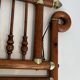 Curved Wooden and Brass Wall Coat Rack, Arts & Crafts, Austria, glass