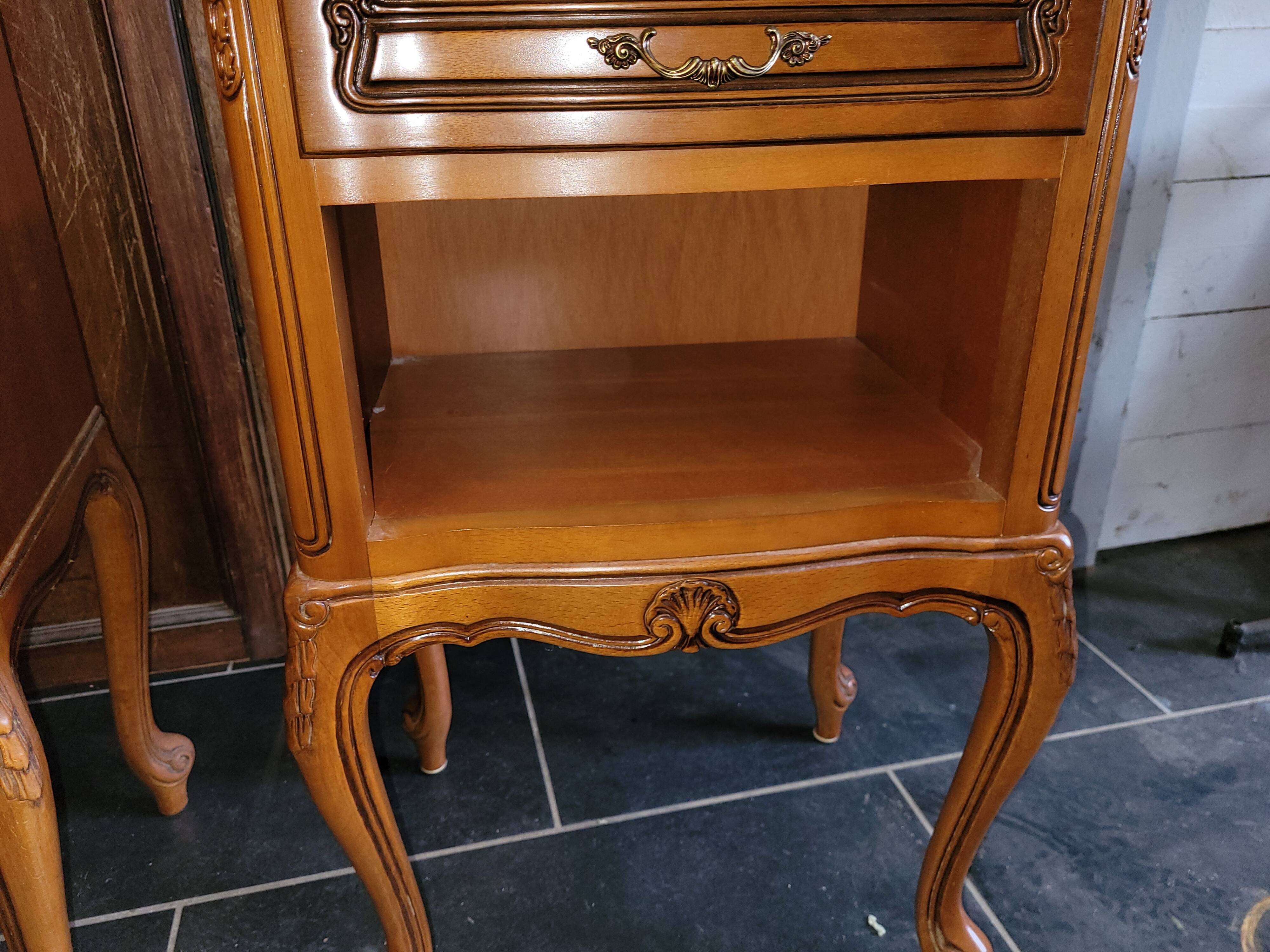 Pair of Louis XV style oak bedside table