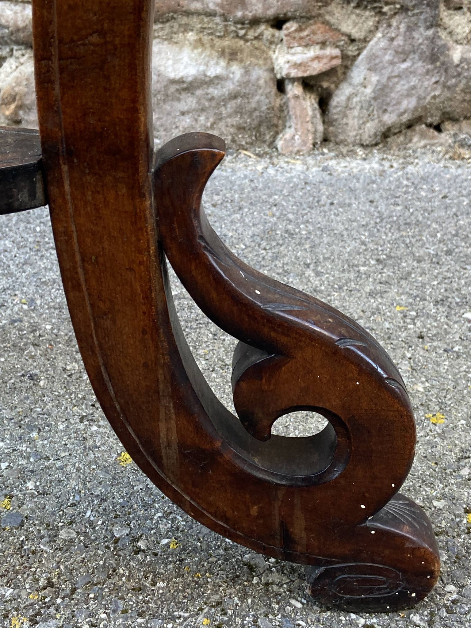 Colonial style pedestal table Indochina Asia vintage 1930s carved wood