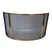 Curved Black Steel Mesh Fire Screen Design with Brass Frame
