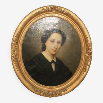 Portrait Elegant Woman oil on canvas, 19th century
