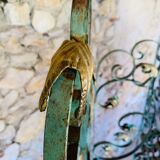 Screen, Art Deco wrought iron with floral decorations circa 30's