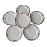 Set de 6 assiettes plates anciennes en porcelaine   Art Déco