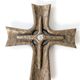 Vintage brutalist bronze crucifix, religious art from the 1950s