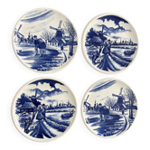 4 Assiettes plates Delft Boch