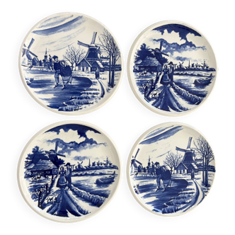 4 Assiettes plates Delft Boch