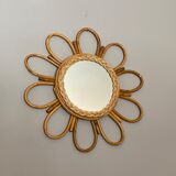 Mirror sun in rattan arched 48cm 1960