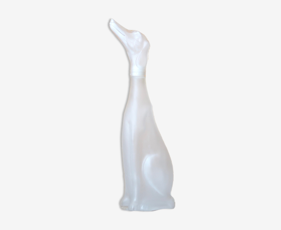 Bouteille chien en verre opaque blanc Empoli, années 60