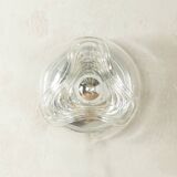 Sculptural wave wall lamp made of structured solid glass by peill & putzler