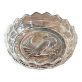 Pressed glass ashtray with dove pattern D:13.5