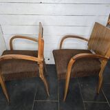 Vintage walnut bridge chairs