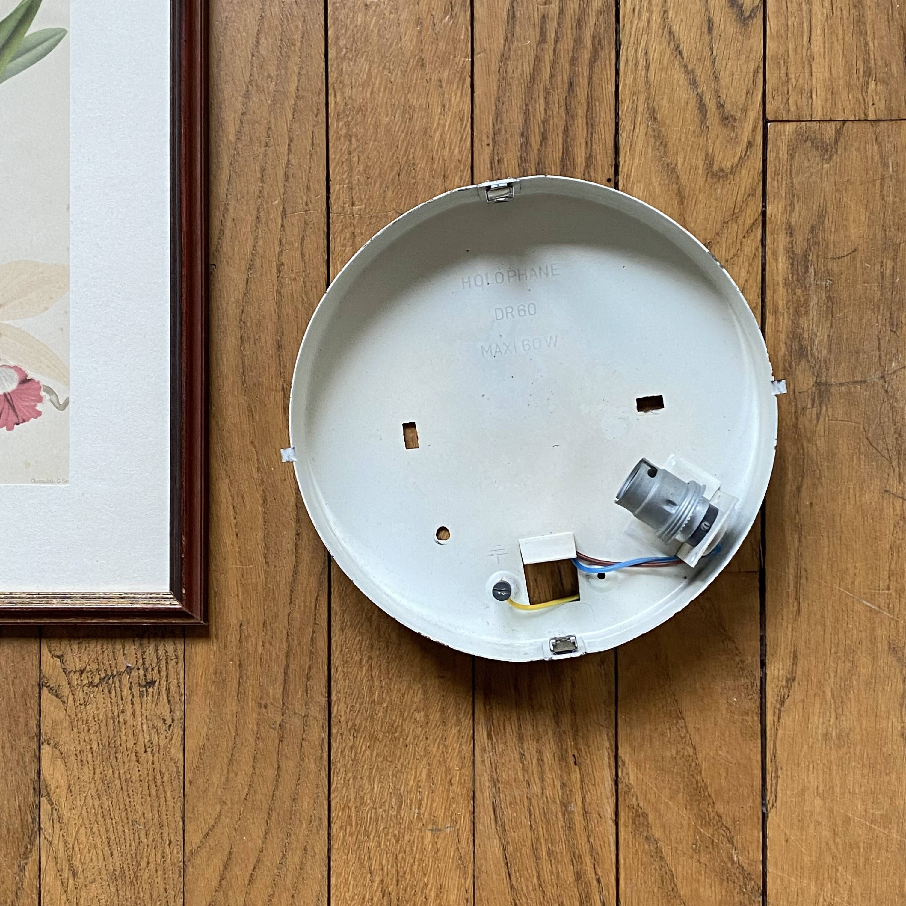 Holophane porthole glass wall or ceiling light, 1970s-1980s
