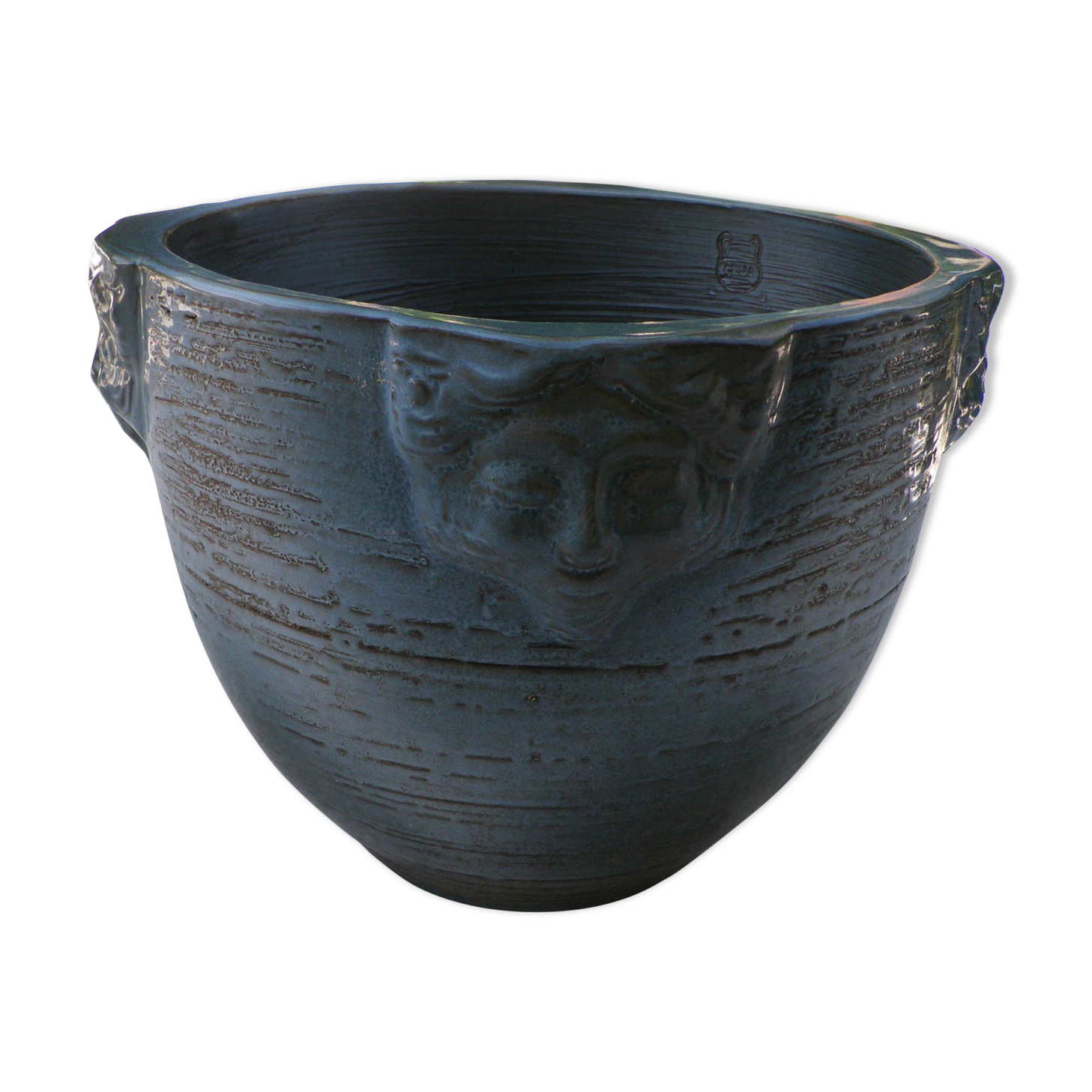 Glassed terracotta flower pot