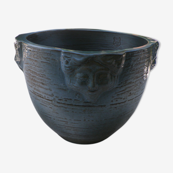 Glassed terracotta flower pot