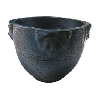 Glassed terracotta flower pot