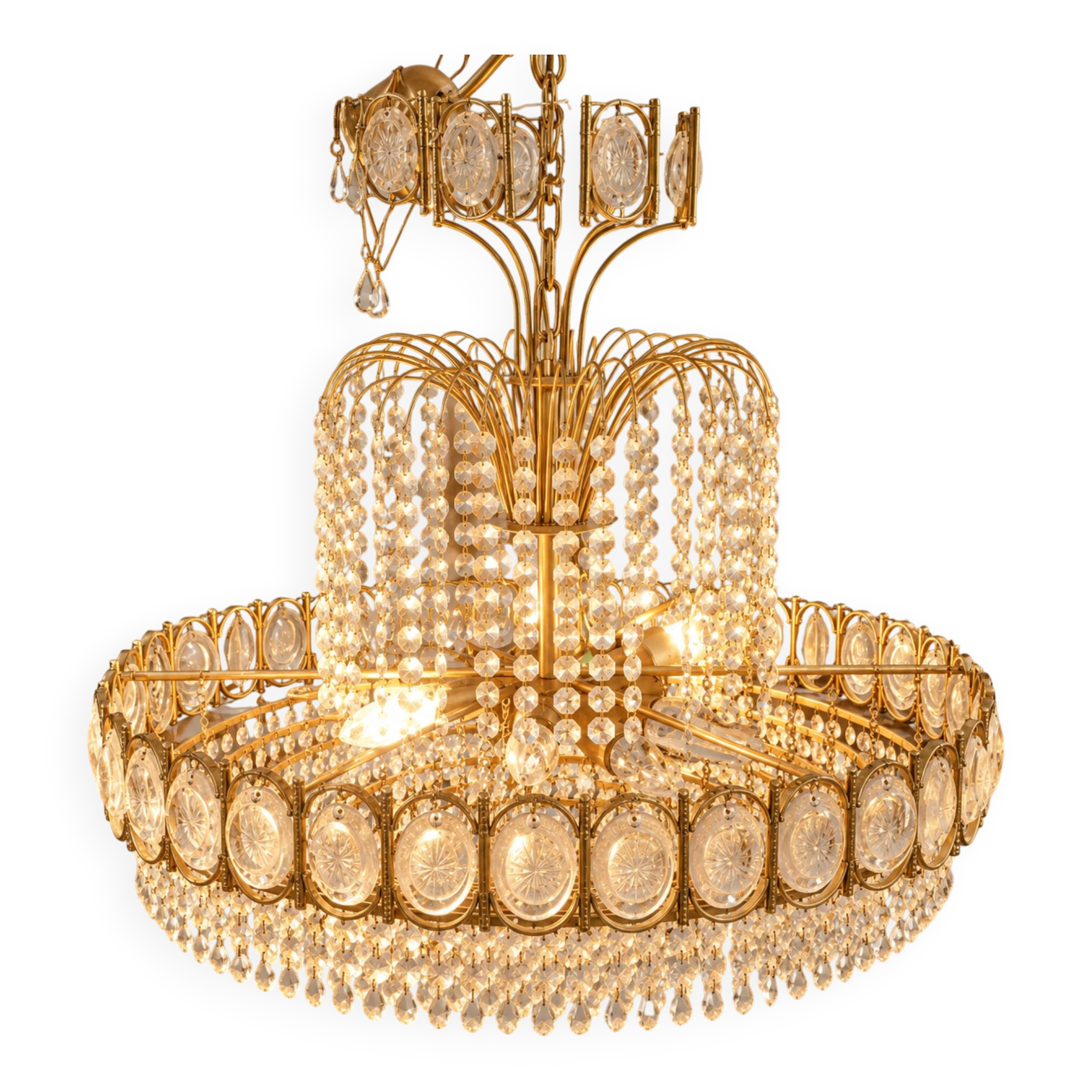 Grand lustre cascade attribué à Palwa de 60 cm