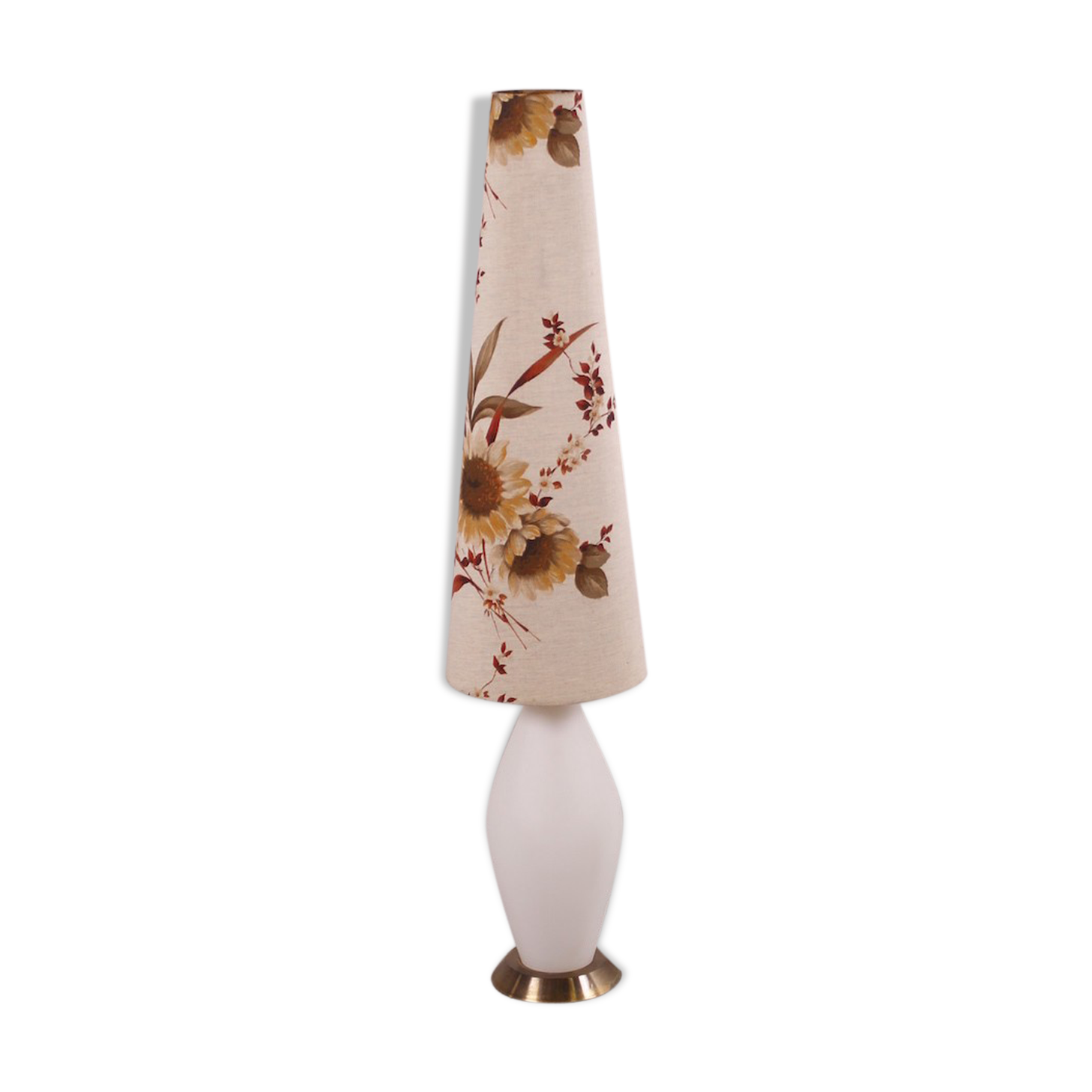 Glass floor lamp with floral shade, 1960s