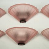Set of six De Majo sconces in thick pink murano glass. Italy 1980s