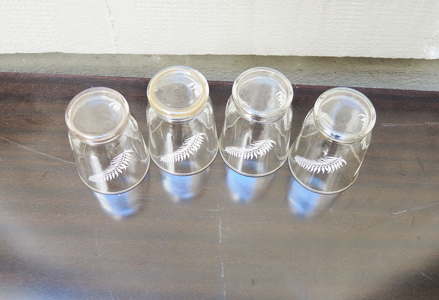 4 old straight lenses feather pattern h 8 cm