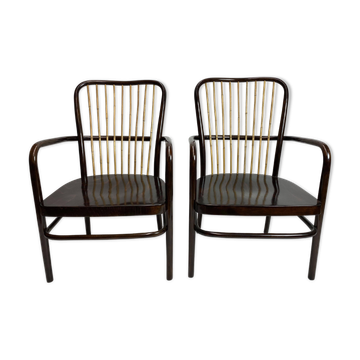 Paire de fauteuils modèle A413F par Josef Frank pour Thonet-Mundus