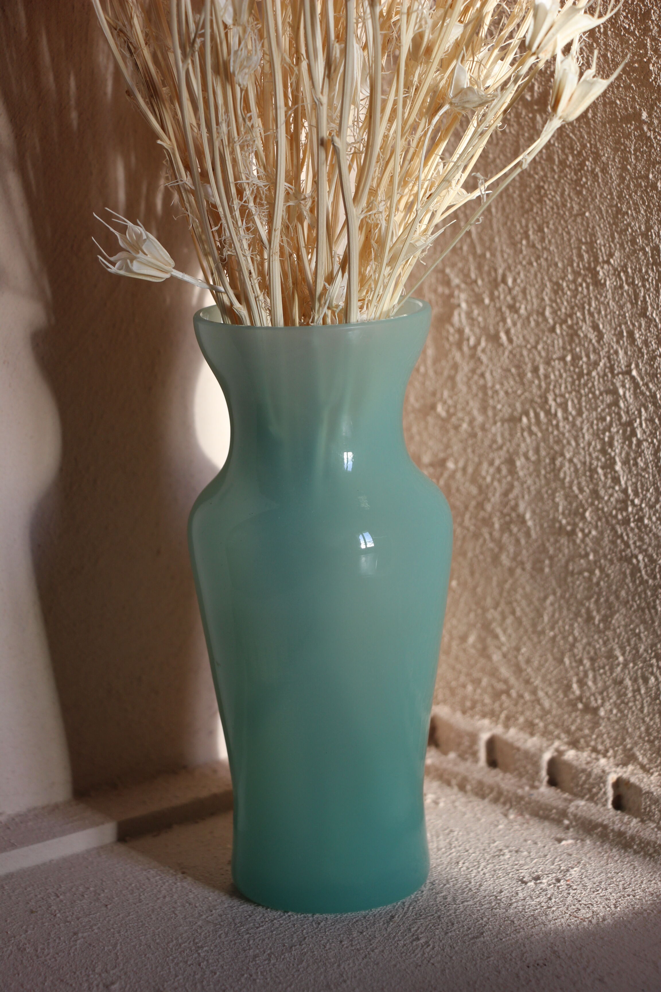 Turquoise blue opaline vase
