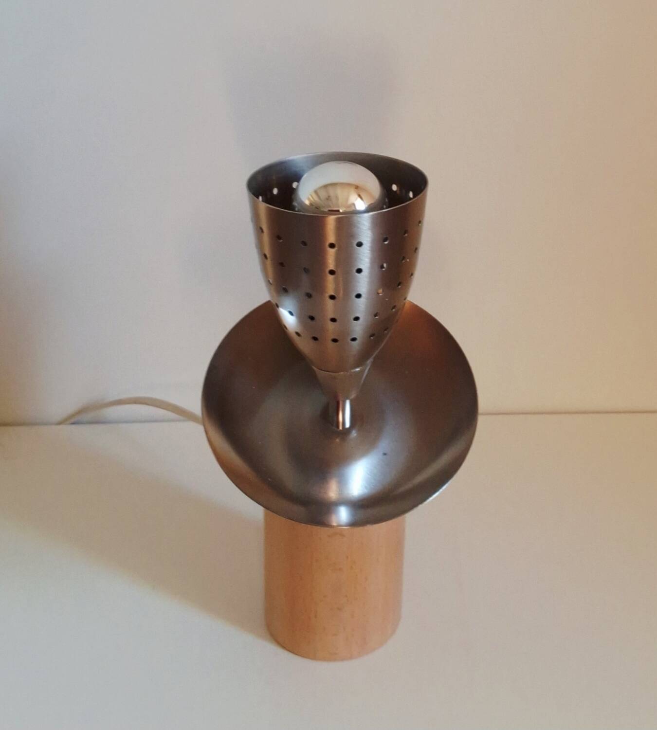Lampe de créateur bois inox
