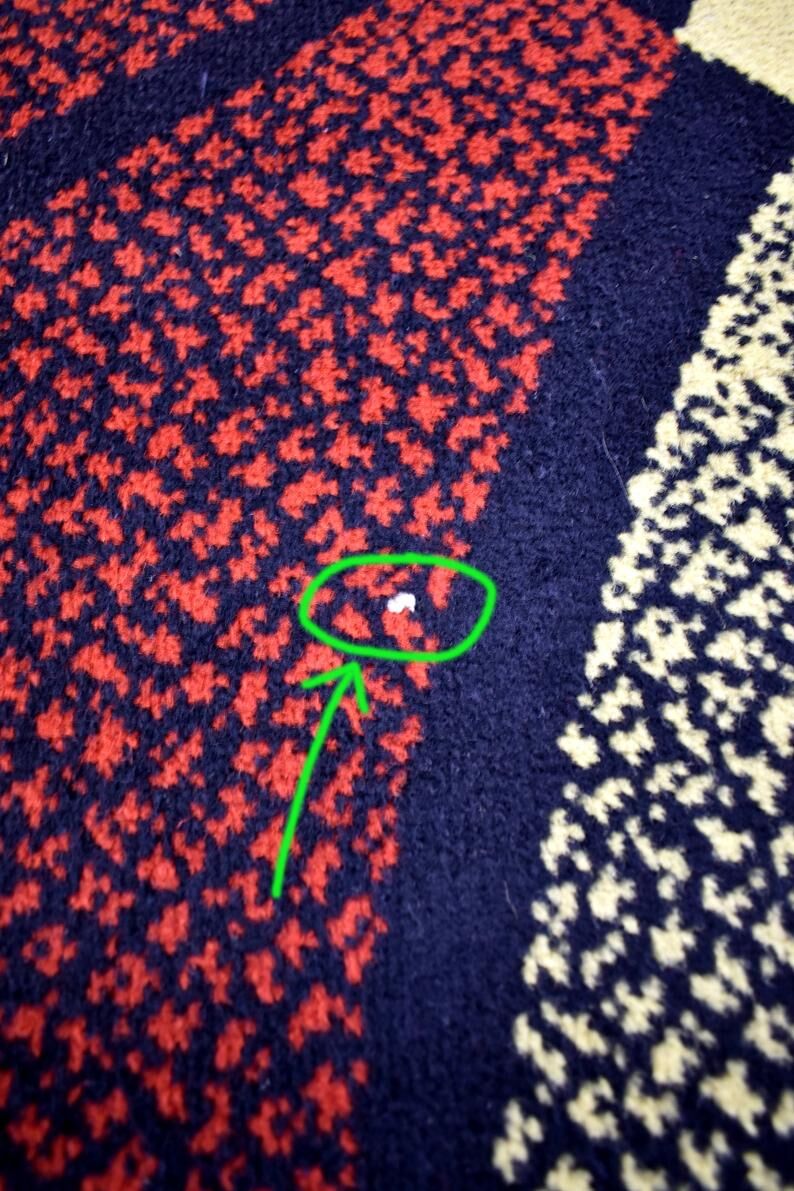 Vintage area rug, mid century, 1960s, abstract psychedelic design, wool rug, low pile rug