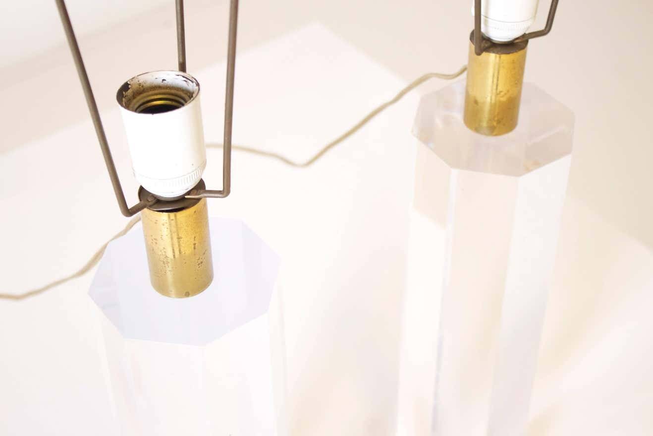 Set of French 1970s Lucite Table Lamps